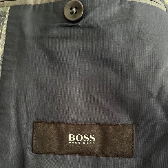 Hugo Boss Navy and Gray Checkered Blazer